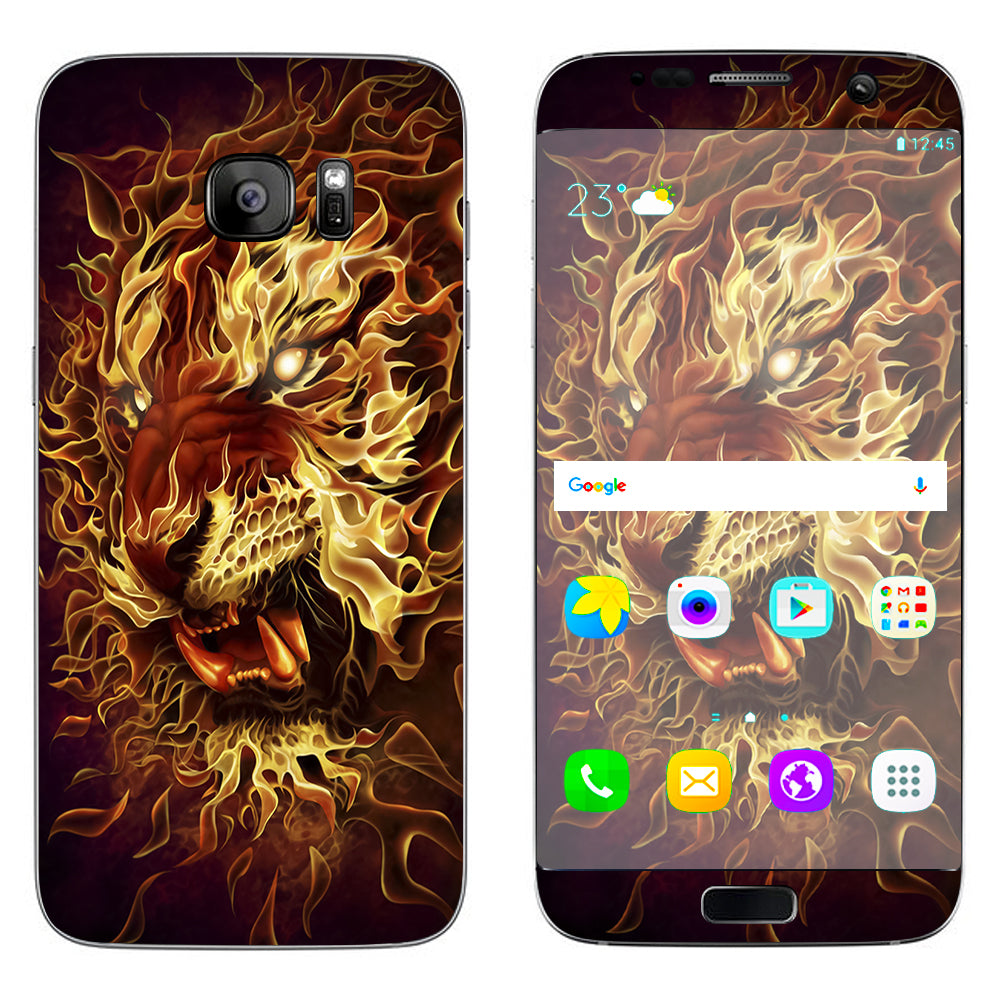  Tiger On Fire Samsung Galaxy S7 Edge Skin