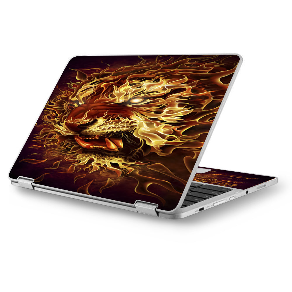  Tiger On Fire Asus Chromebook Flip 12.5" Skin