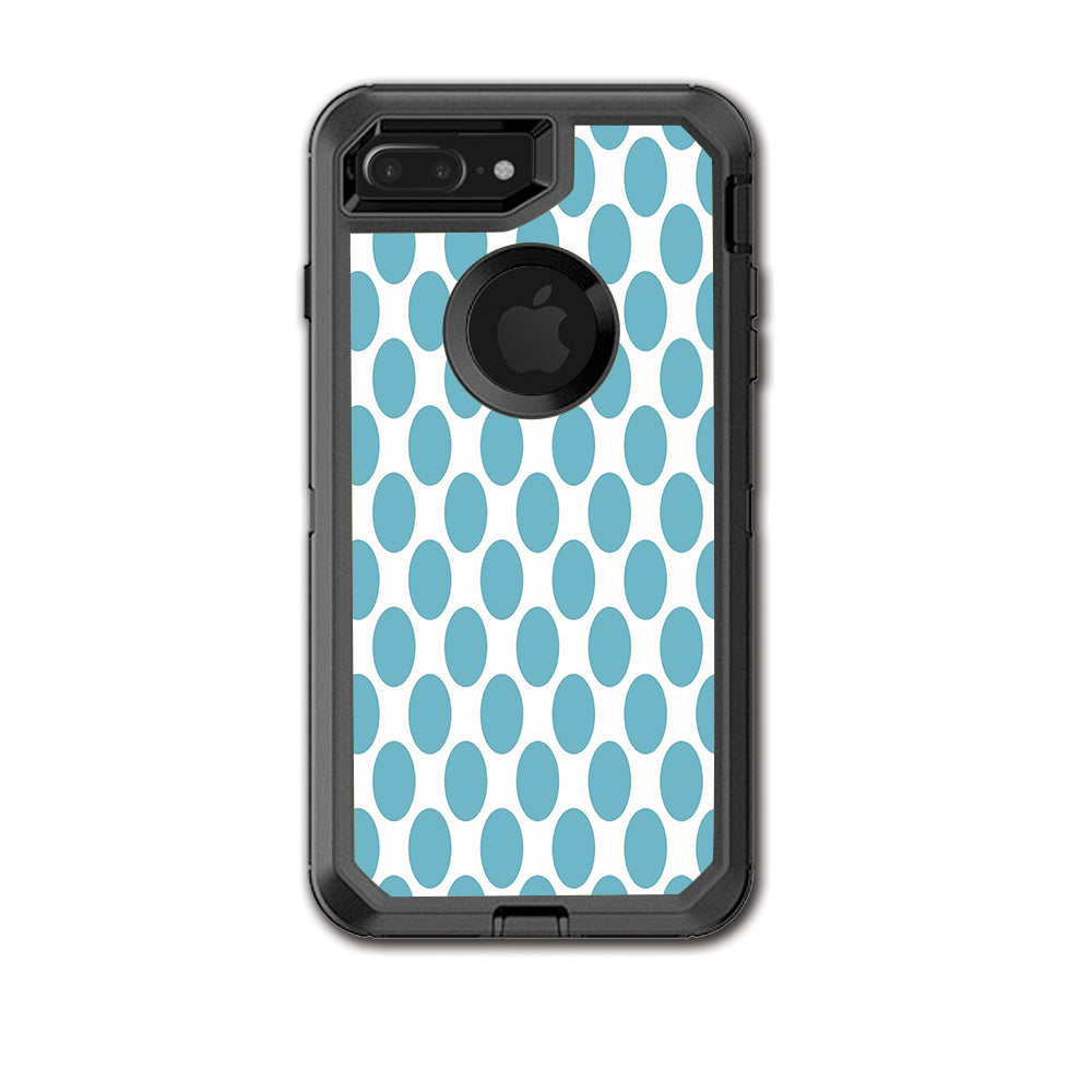  Teal Blue Polka Dots Otterbox Defender iPhone 7+ Plus or iPhone 8+ Plus Skin