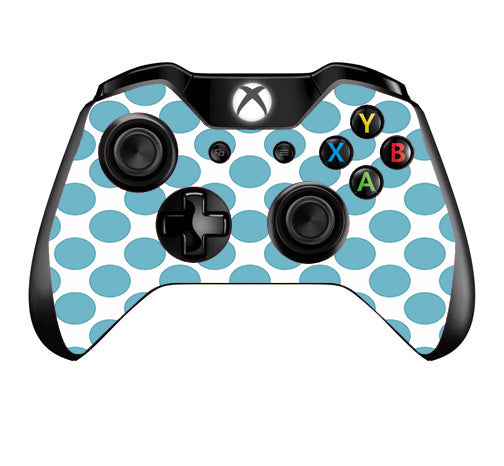  Teal Blue Polka Dots Microsoft Xbox One Controller Skin