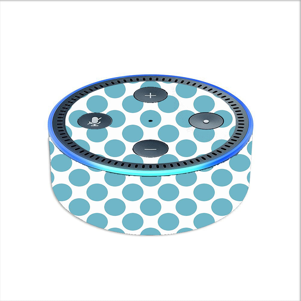  Teal Blue Polka Dots Amazon Echo Dot 2nd Gen Skin