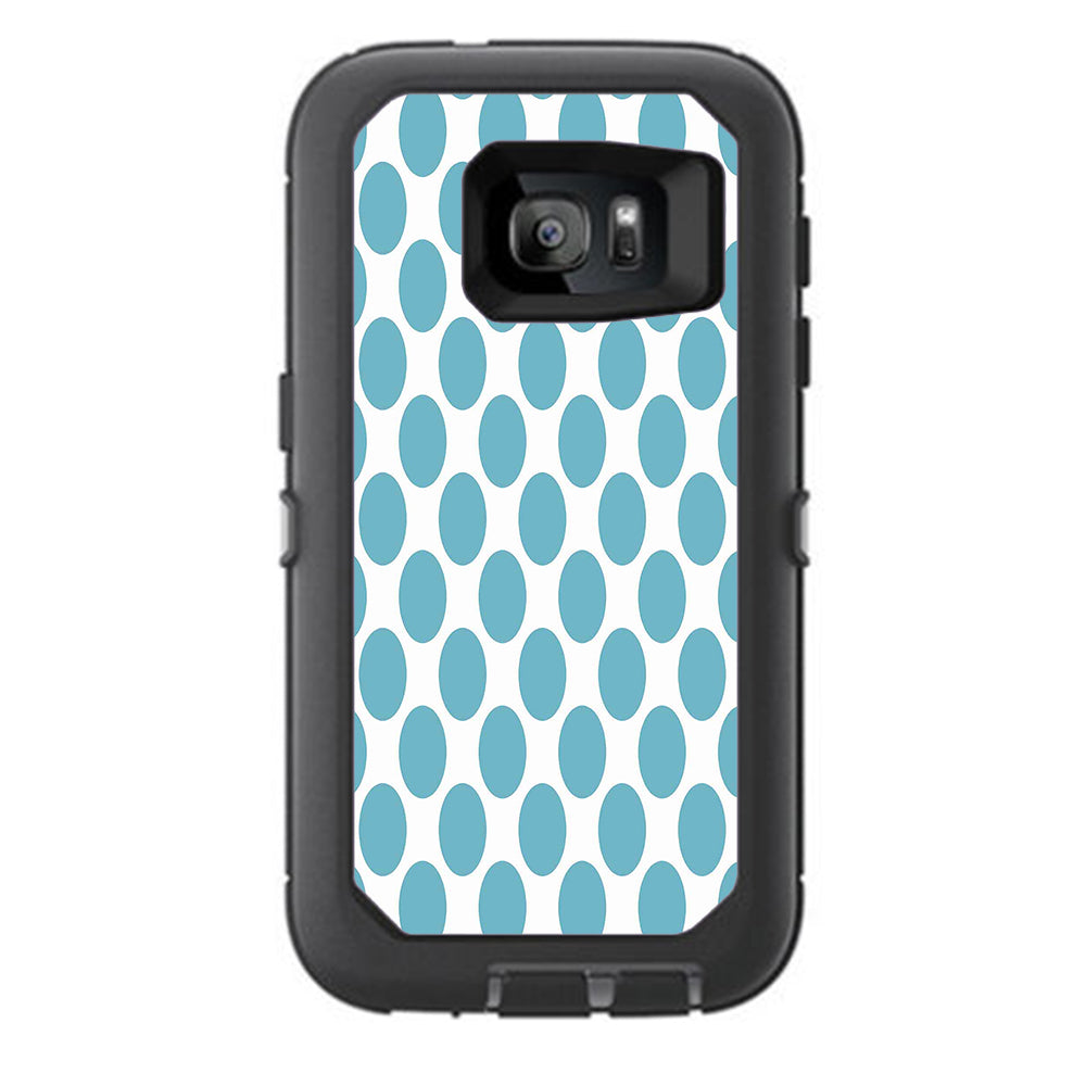  Teal Blue Polka Dots Otterbox Defender Samsung Galaxy S7 Skin
