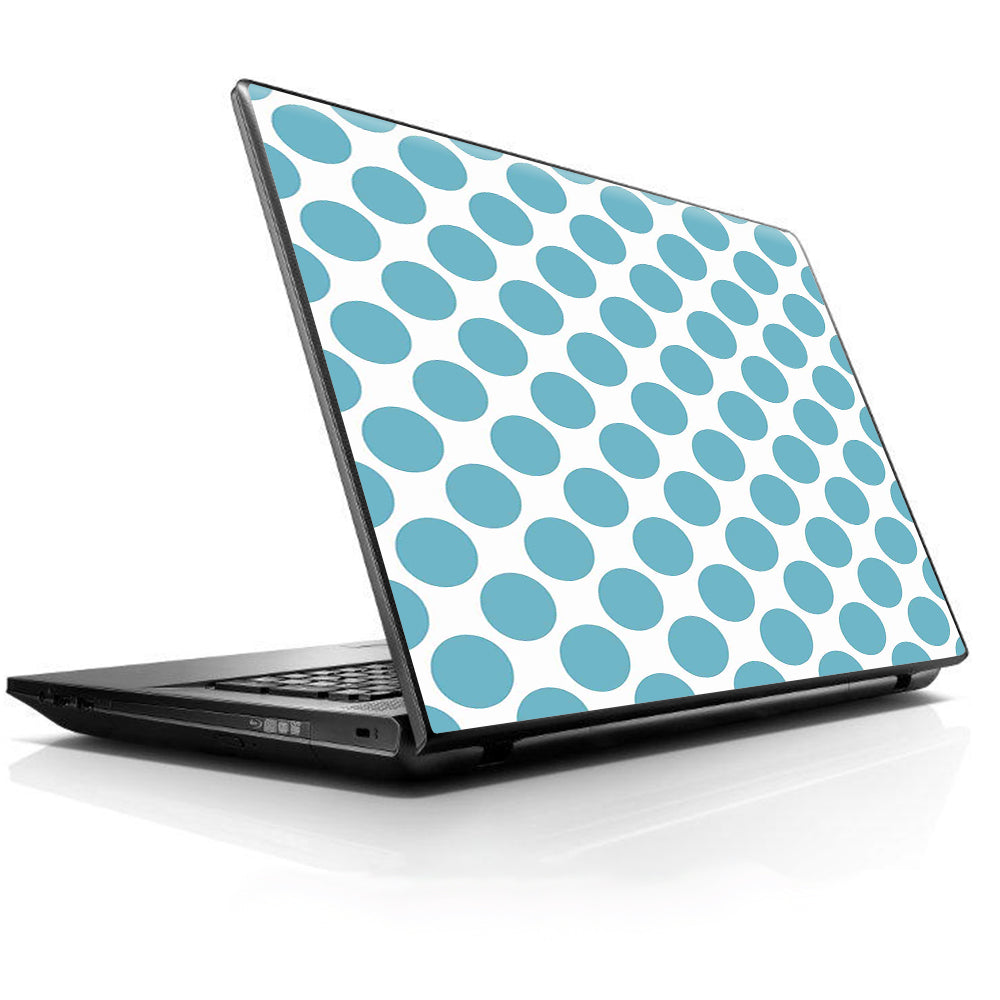 Teal Blue Polka Dots Universal 13 to 16 inch wide laptop Skin