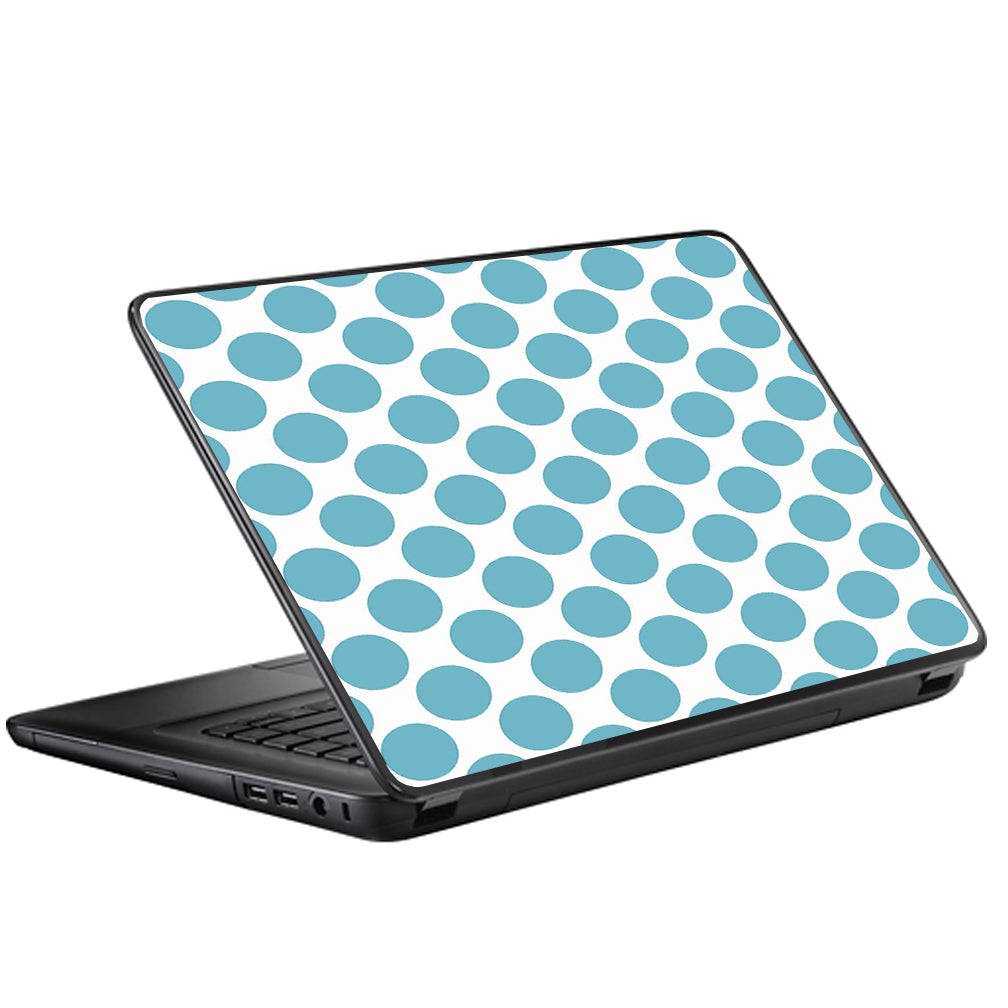  Teal Blue Polka Dots Universal 13 to 16 inch wide laptop Skin