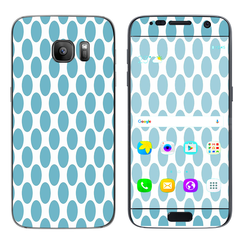  Teal Blue Polka Dots Samsung Galaxy S7 Skin