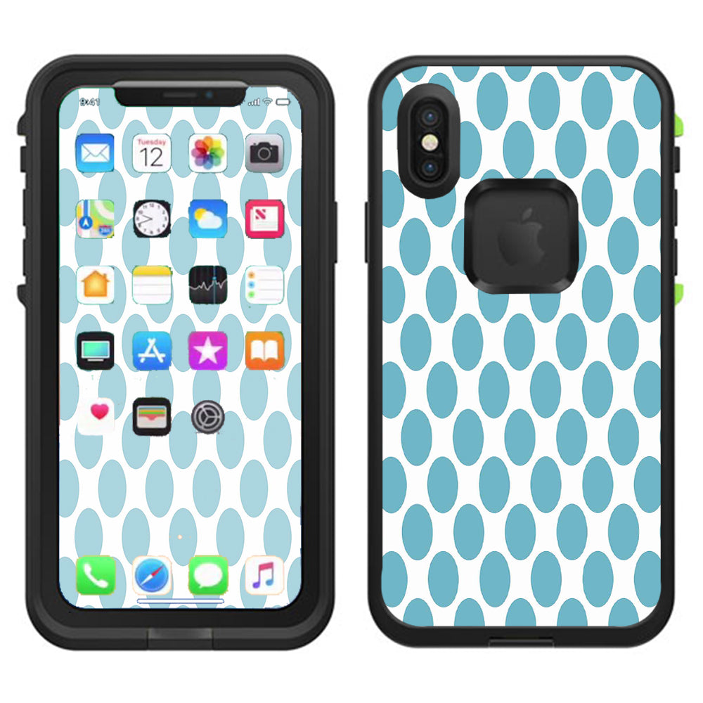  Teal Blue Polka Dots Lifeproof Fre Case iPhone X Skin