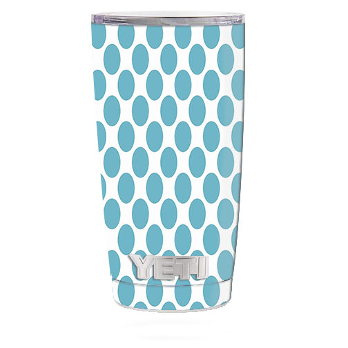  Teal Blue Polka Dots Yeti 20oz Rambler Tumbler Skin