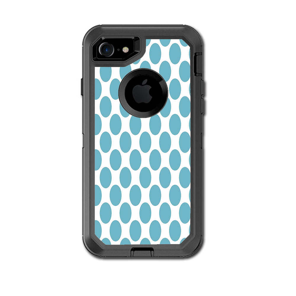  Teal Blue Polka Dots Otterbox Defender iPhone 7 or iPhone 8 Skin