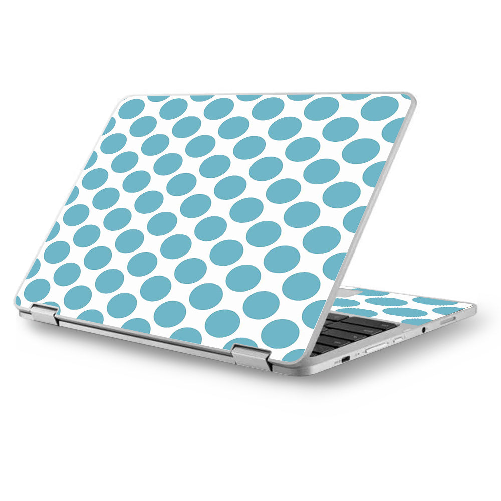  Teal Blue Polka Dots Asus Chromebook Flip 12.5" Skin