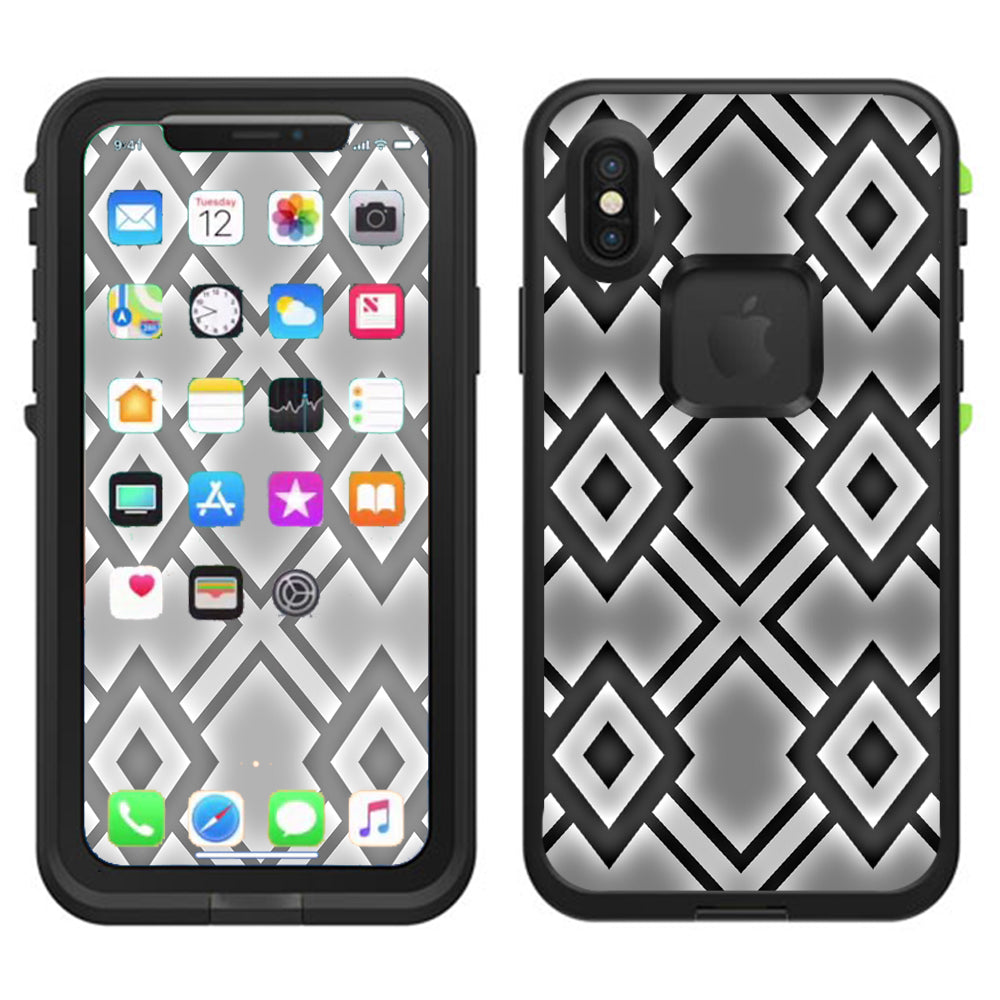  Diamond Grey Pattern Lifeproof Fre Case iPhone X Skin