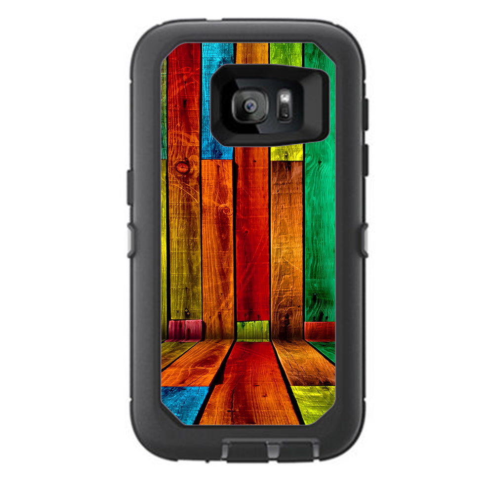  Colorful Wood Pattern Otterbox Defender Samsung Galaxy S7 Skin