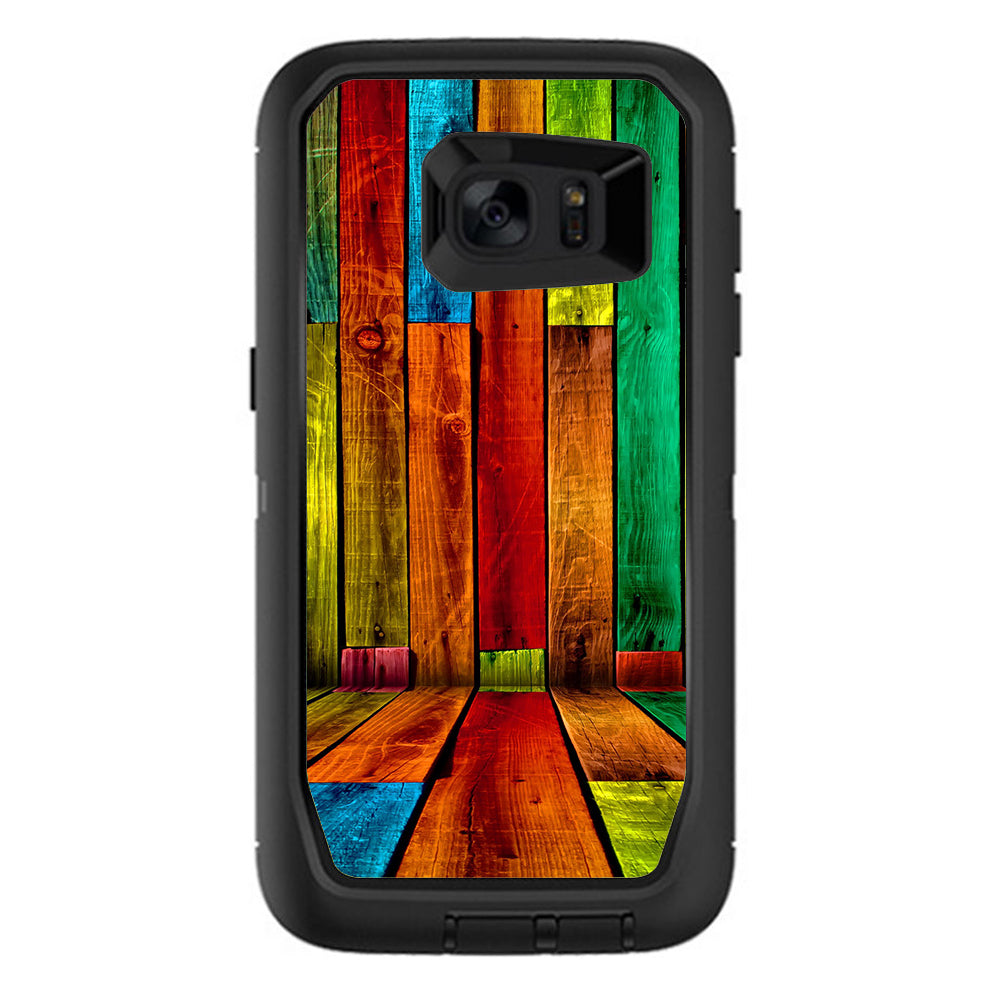  Colorful Wood Pattern Otterbox Defender Samsung Galaxy S7 Edge Skin