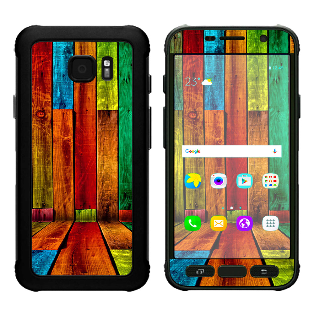  Colorful Wood Pattern Samsung Galaxy S7 Active Skin