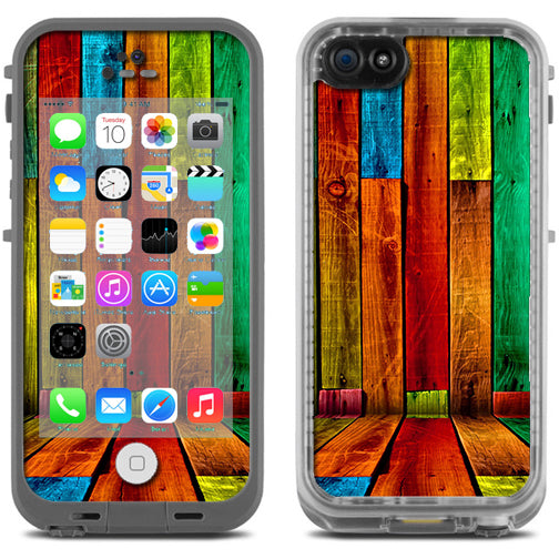  Colorful Wood Pattern Lifeproof Fre iPhone 5C Skin