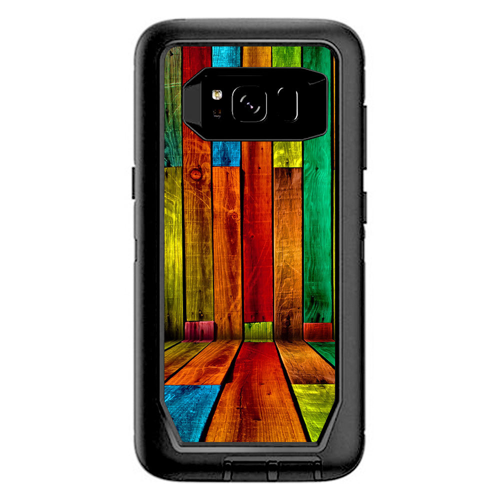  Colorful Wood Pattern Otterbox Defender Samsung Galaxy S8 Skin