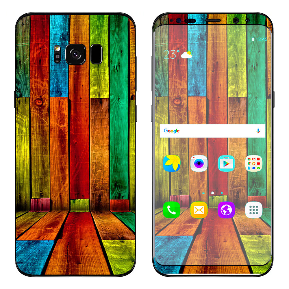  Colorful Wood Pattern Samsung Galaxy S8 Skin