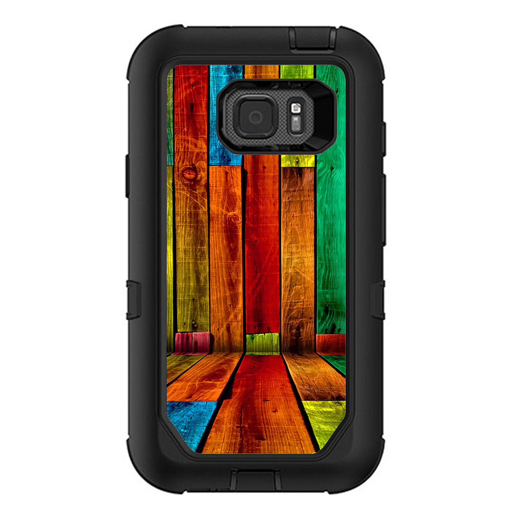  Colorful Wood Pattern Otterbox Defender Samsung Galaxy S7 Active Skin