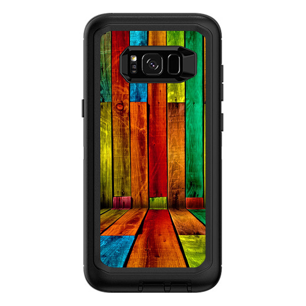  Colorful Wood Pattern Otterbox Defender Samsung Galaxy S8 Plus Skin