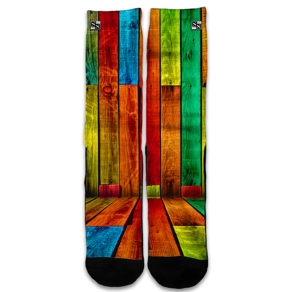 Colorful Wood Pattern Universal Socks
