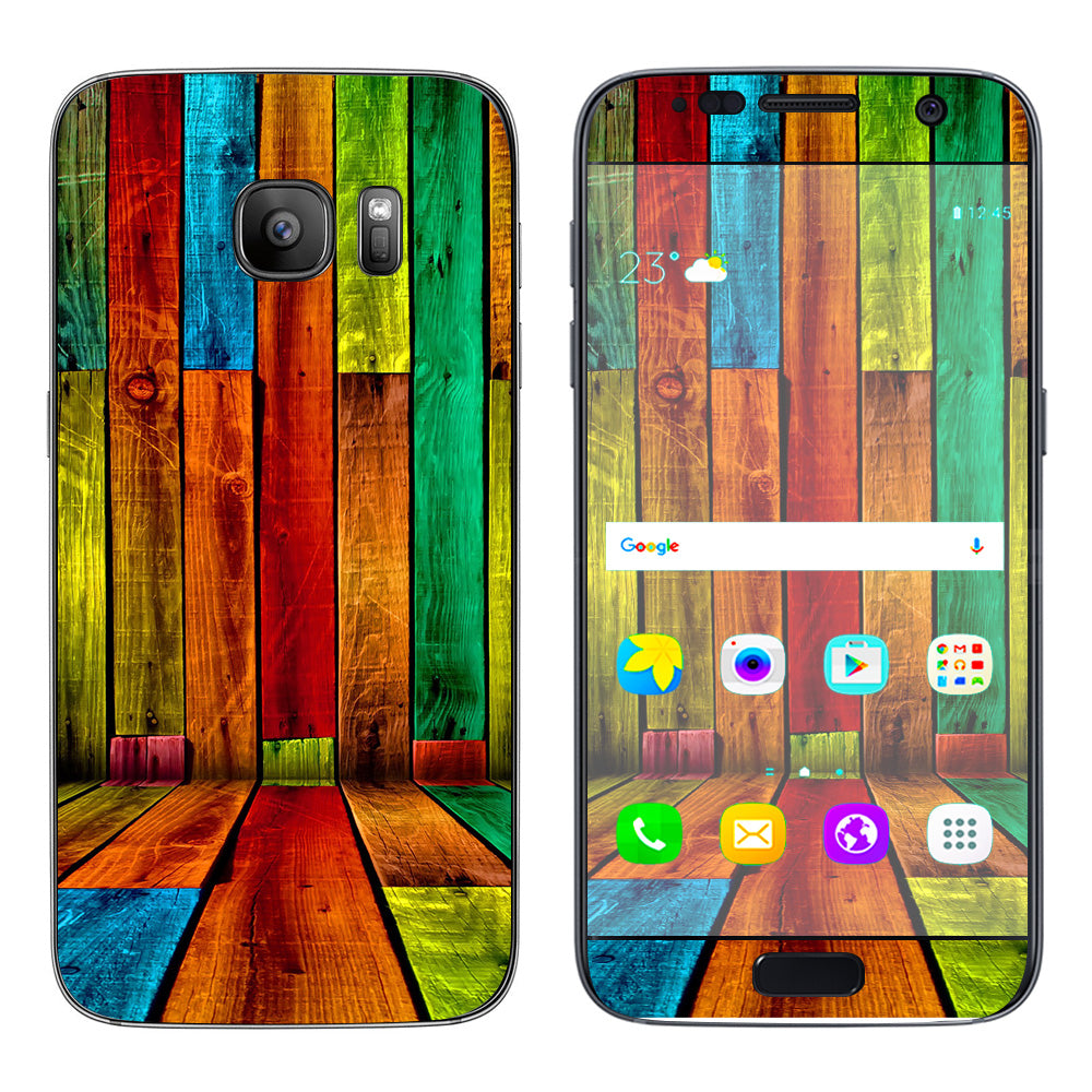  Colorful Wood Pattern Samsung Galaxy S7 Skin