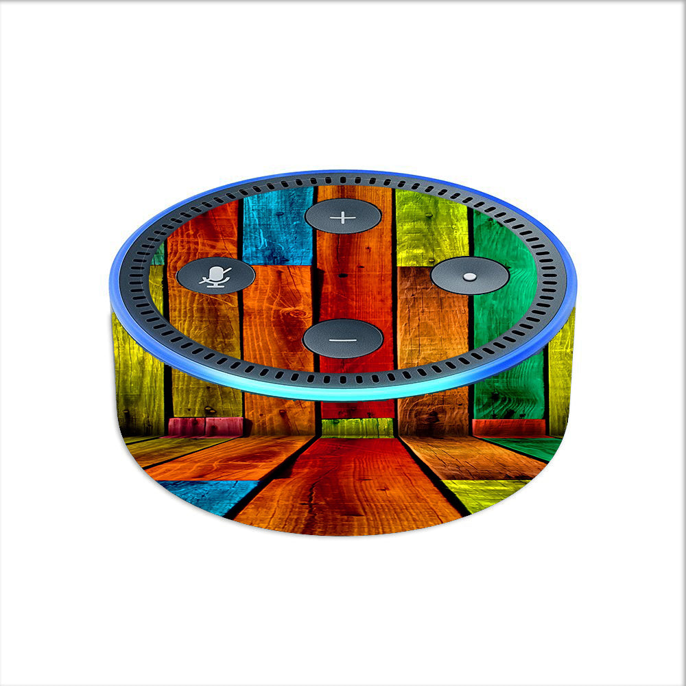  Colorful Wood Pattern Amazon Echo Dot 2nd Gen Skin