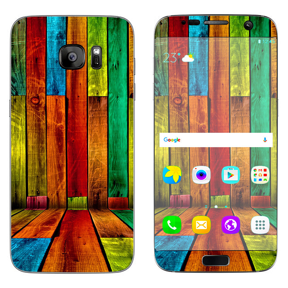  Colorful Wood Pattern Samsung Galaxy S7 Edge Skin