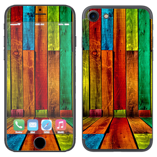  Colorful Wood Pattern Apple iPhone 7 or iPhone 8 Skin