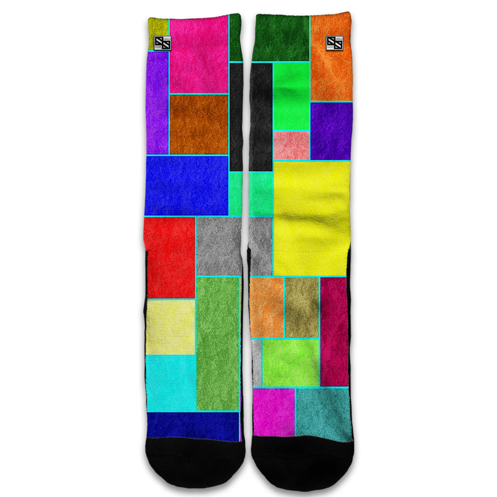  Colorful Squares Universal Socks