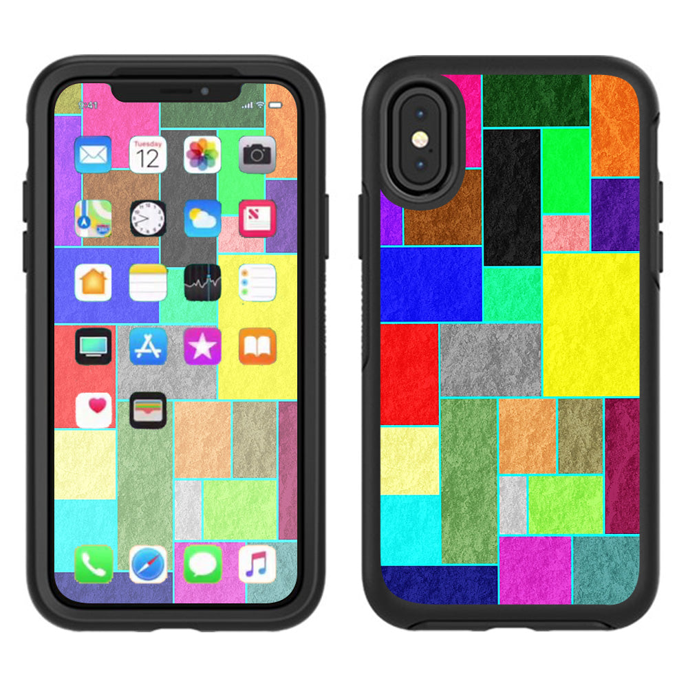  Colorful Squares Otterbox Defender Apple iPhone X Skin