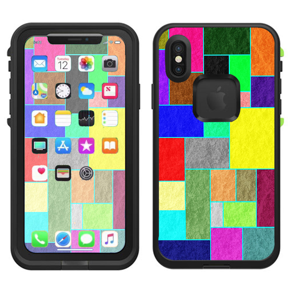  Colorful Squares Lifeproof Fre Case iPhone X Skin