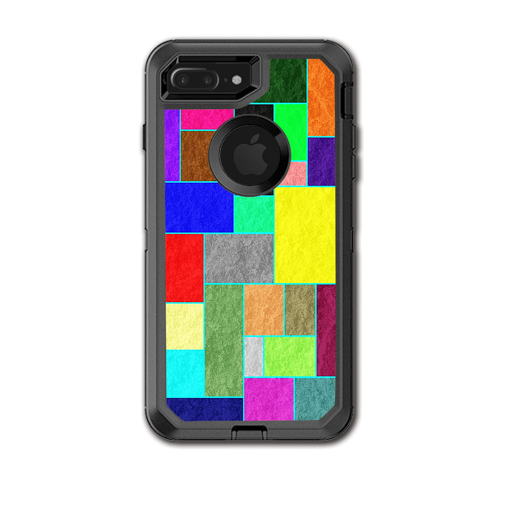  Colorful Squares Otterbox Defender iPhone 7+ Plus or iPhone 8+ Plus Skin