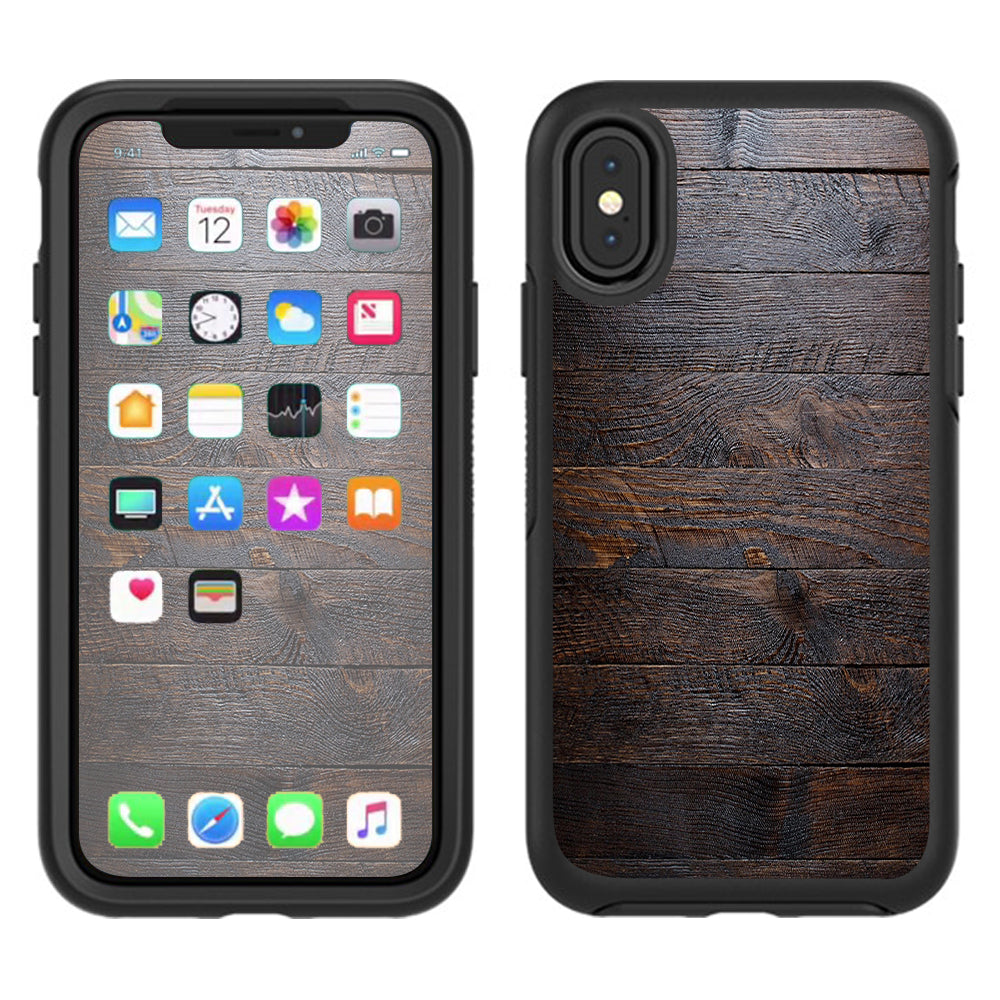  Wooden Wall Pattern Otterbox Defender Apple iPhone X Skin