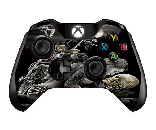  Biker Skeleton Full Moon Tattoo Microsoft Xbox One Controller Skin