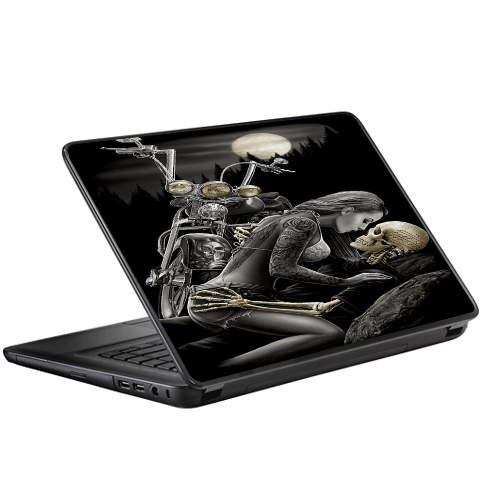  Biker Skeleton Full Moon Tattoo Universal 13 to 16 inch wide laptop Skin