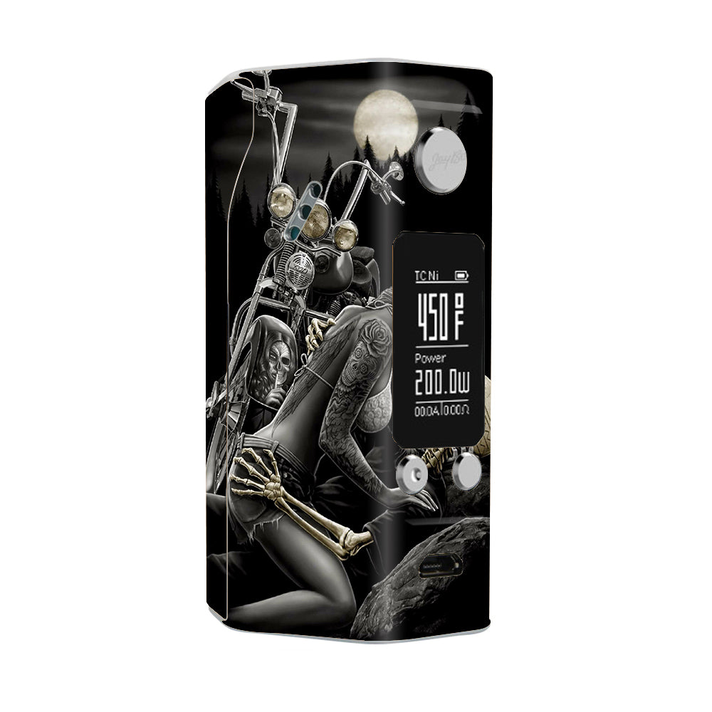  Biker Skeleton Full Moon Tattoo Wismec Reuleaux RX200S Skin