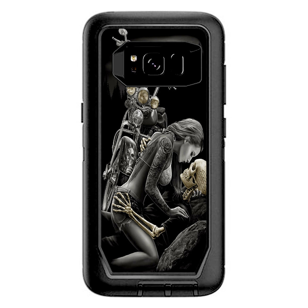  Biker Skeleton Full Moon Tattoo Otterbox Defender Samsung Galaxy S8 Skin