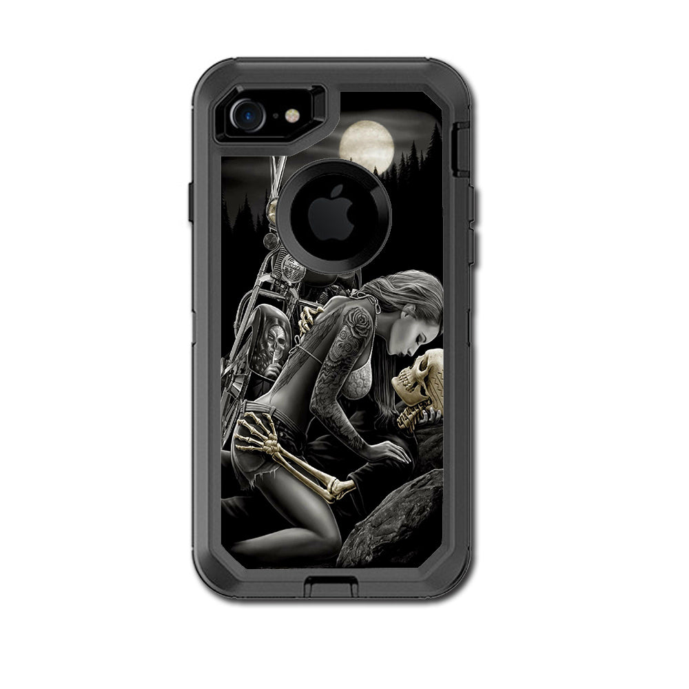  Biker Skeleton Full Moon Tattoo Otterbox Defender iPhone 7 or iPhone 8 Skin