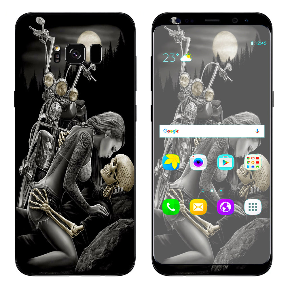  Biker Skeleton Full Moon Tattoo Samsung Galaxy S8 Plus Skin