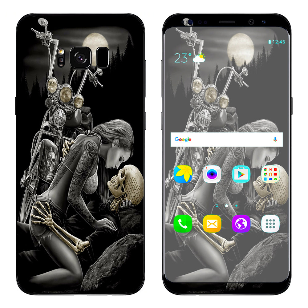  Biker Skeleton Full Moon Tattoo Samsung Galaxy S8 Skin