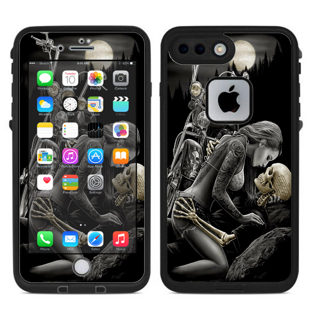  Biker Skeleton Full Moon Tattoo Lifeproof Fre iPhone 7 Plus or iPhone 8 Plus Skin