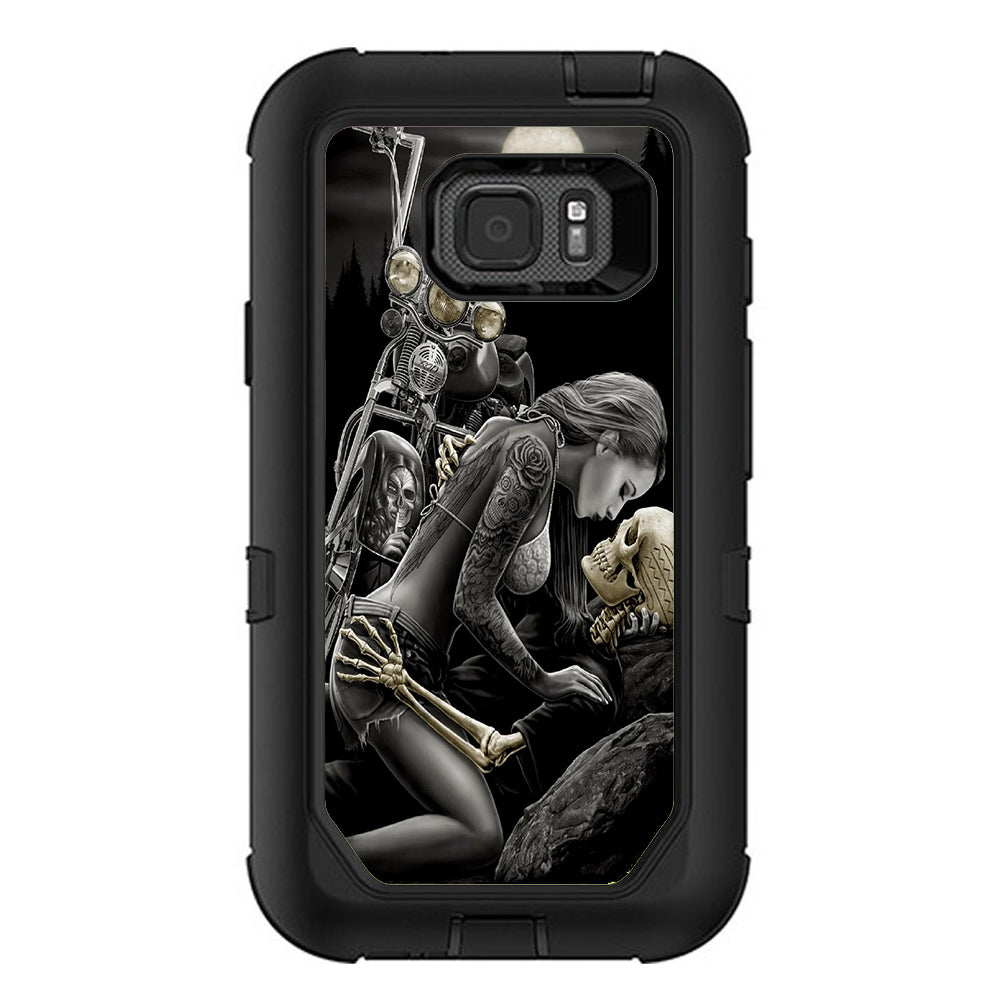  Biker Skeleton Full Moon Tattoo Otterbox Defender Samsung Galaxy S7 Active Skin