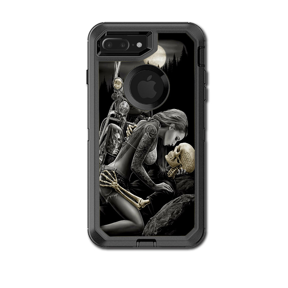  Biker Skeleton Full Moon Tattoo Otterbox Defender iPhone 7+ Plus or iPhone 8+ Plus Skin