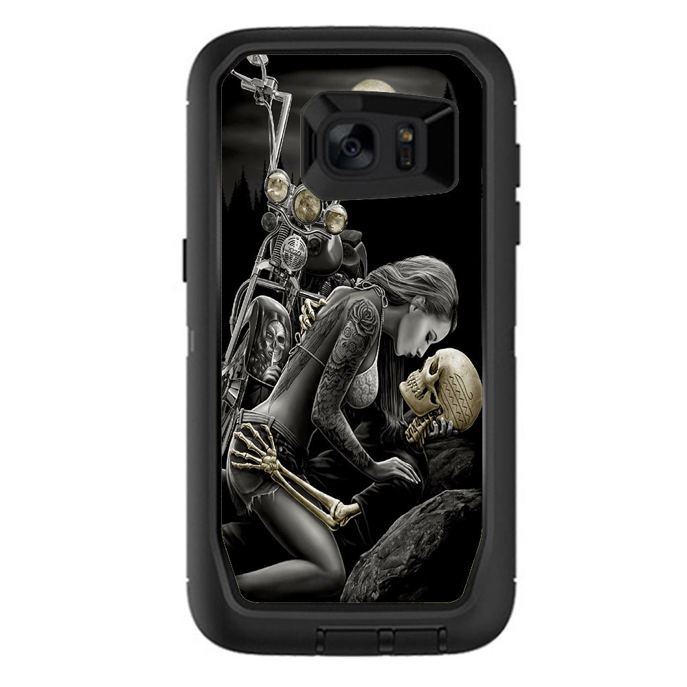  Biker Skeleton Full Moon Tattoo Otterbox Defender Samsung Galaxy S7 Edge Skin