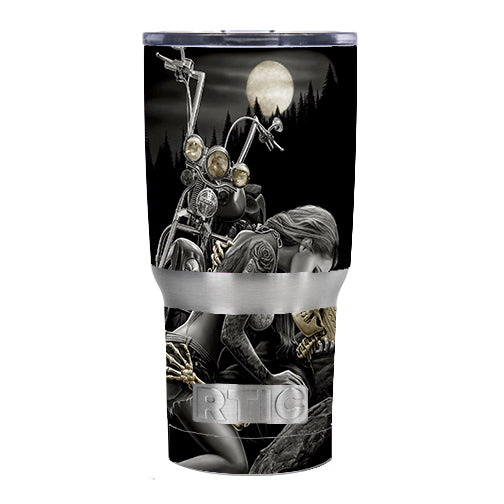  Biker Skeleton Full Moon Tattoo RTIC 20oz Tumbler Skin