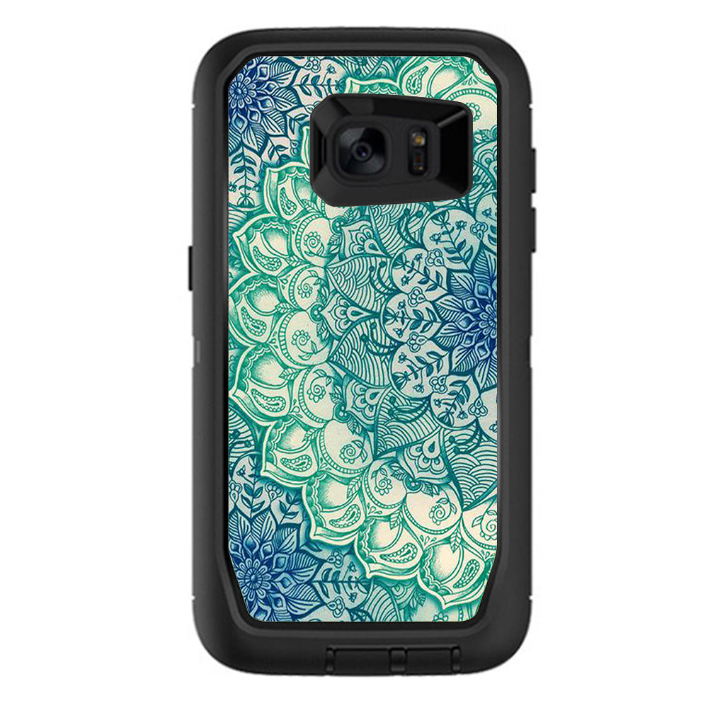  Blue Green Mandala Pattern Otterbox Defender Samsung Galaxy S7 Edge Skin