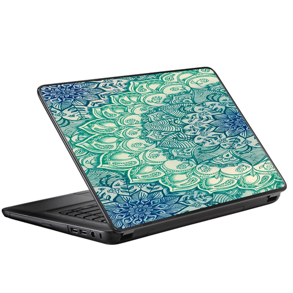  Blue Green Mandala Pattern Universal 13 to 16 inch wide laptop Skin