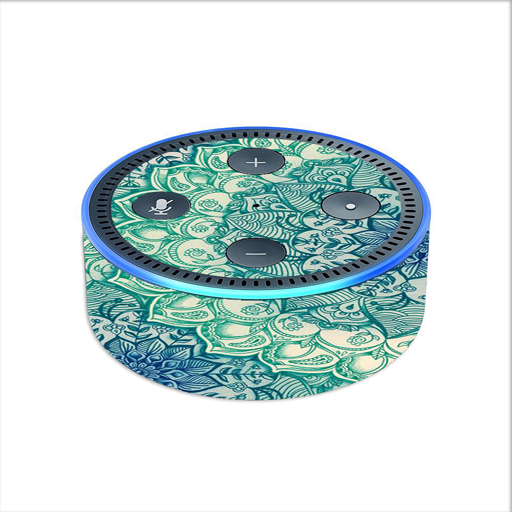  Blue Green Mandala Pattern Amazon Echo Dot 2nd Gen Skin