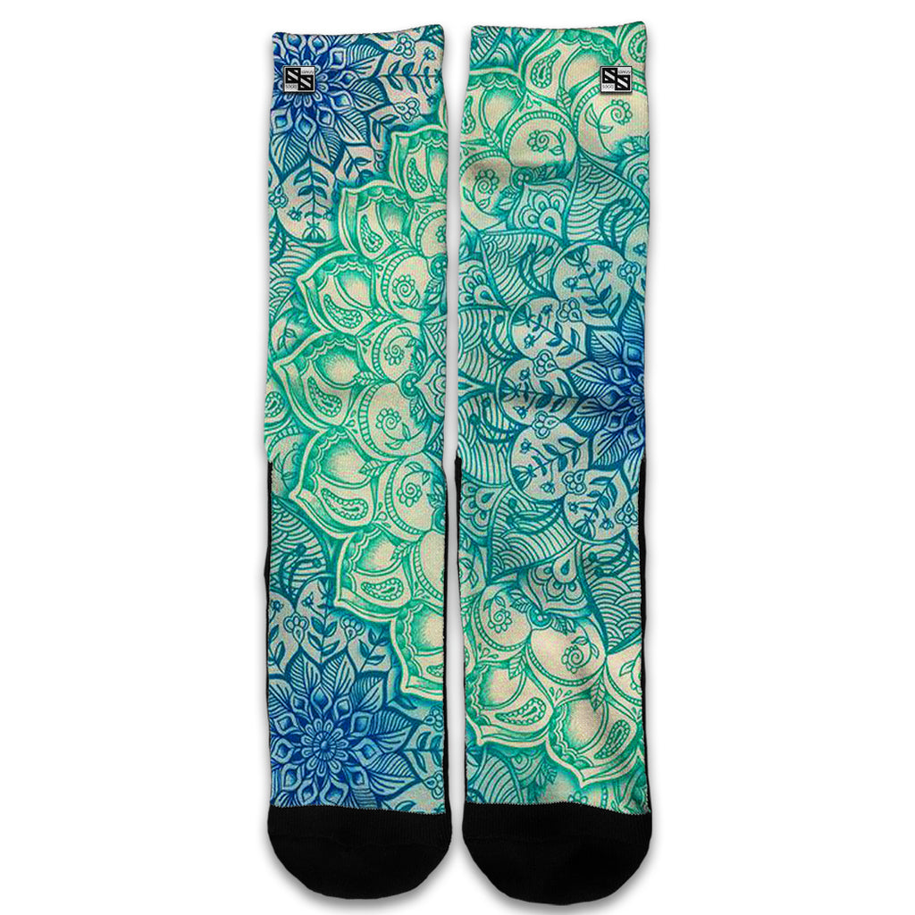  Blue Green Mandala Pattern Universal Socks