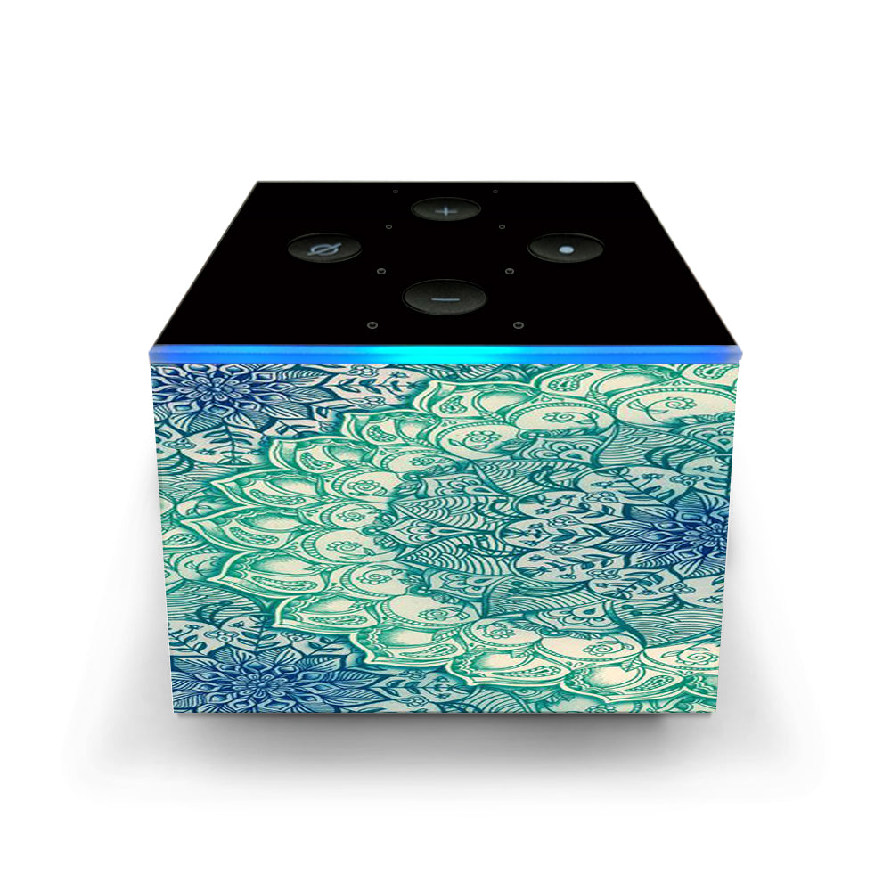  Blue Green Mandala Pattern Amazon Fire TV Cube Skin