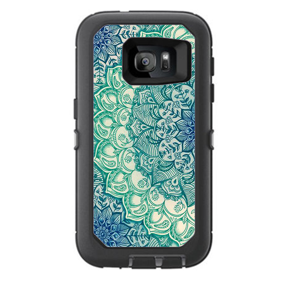  Blue Green Mandala Pattern Otterbox Defender Samsung Galaxy S7 Skin